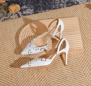 Punk Style Pointed Toe Slingback