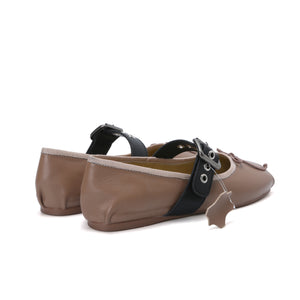 Elegance Genuine Lambskin Buckle Ballet Flats by Nostalgia Fashion New York