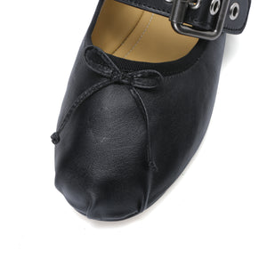 Elegance Genuine Lambskin Buckle Ballet Flats by Nostalgia Fashion New York