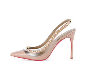 Spiky PVC Slingback Pink Sole Pumps - Kaitlyn Pan Shoes