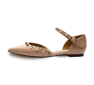 Spiky D'orsay Flats - Nude Patent - Kaitlyn Pan Shoes