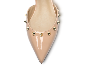 Spiky D'orsay Flats - Nude Patent - Kaitlyn Pan Shoes