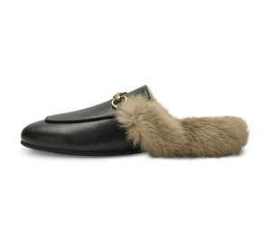 Addy Buckled Flat Mules with Furs - Kaitlyn Pan Shoes